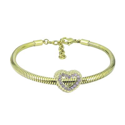 China CLASSIC Women Stainless Steel Jewelry Accessories Wholesale Heart Charm 18K Infinity Gold Plated Bracelets for sale