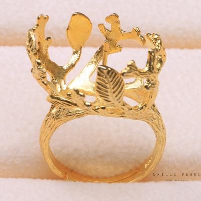 China S925 Flower Silver Opening Bag Inlaid Ring Pearl Ring Baroque DIY Handmade Accessories R for sale