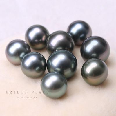 China Natural BaroqueOnly 5A Seawater Pearl Tahitian Black Pearl Powder Pearl 11-13mm Set Ring Earrings Malachite Green Round Pendant for sale