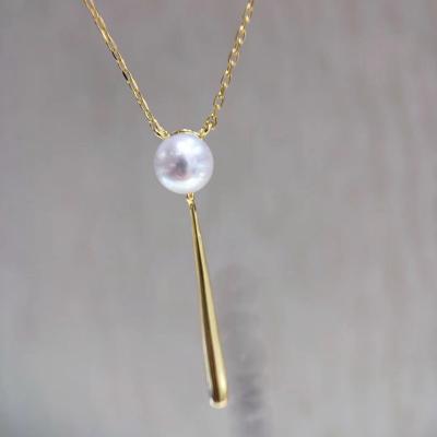 China FASHIONABLE Natural Freshwater Chain Fairy Stick Clavicle Chain Stick Temperament Design Y Necklace Female Pearl Gift for sale