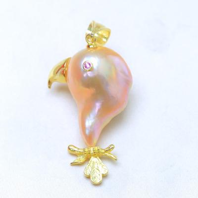 China AAAAA Style Simple Natural Freshwater Pearl S925 Sterling Silver DIY /Cute Woodpecker Bead Pendant Magical Animal Pendant for sale