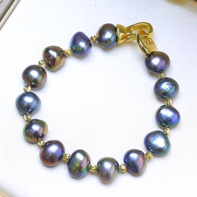 China Simple CLASP high quality natural freshwater mixed-color HEART style pearl bracelets irregular pearl jewelry customizable for sale