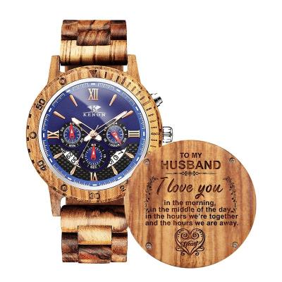 China Fashion\Luxury Wood Watches Classic Mens\Business Stainless Steel\Sports Style Wooden Watches Chronograph Quartz Watch for sale