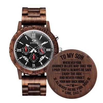 China Fashion\Wood Logo Custom Watch Brand Classic\Business Kenon Watch\Sports Wristwatch Date Display Wooden Top Luxury Automatic Chronograph for sale