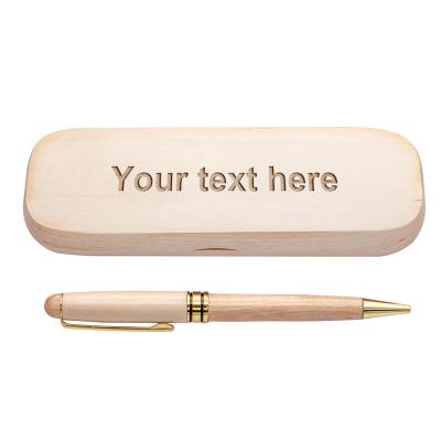 China Business Gift Peak Maple Eco-friendly Wood Pen With Custom Engraved Wooden Gift Box Maple Wood Packing Gift Pen Set for sale