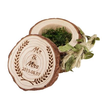 China Rustic Custom Engraving Ring Box Ring Pillow Alternative Bridal Shower Gift Wedding Decor for sale