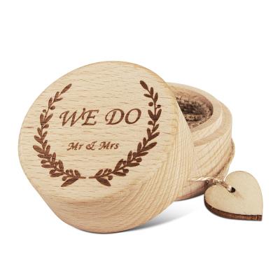 China Environmental Friendly Rustic Wooden Ring Box, Custom Wedding Ring Bearer Box, Engraved Wedding Ring Holder for sale