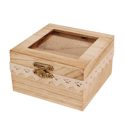 China Environmental Friendly Wooden Custom Engraved Ring Box Wedding Ring Holder Box for sale