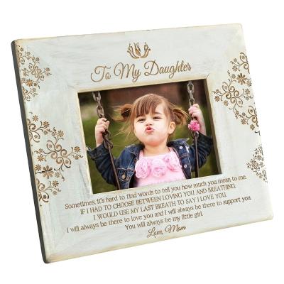 China Environmental Friendly Custom Engraved Wooden Photo Frame Customized Memory Picture Frame Natural Wood Display For Girl for sale