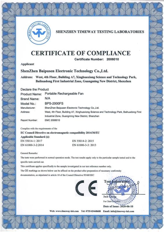 CE - Shenzhen Baipusen Electronic Technology Co., Ltd.