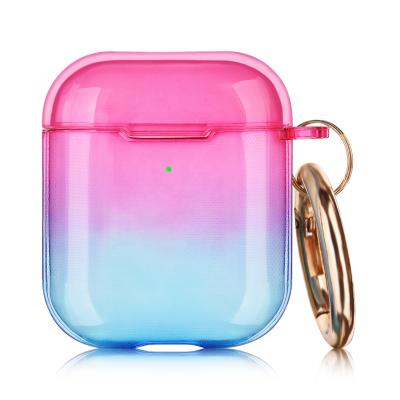 China For Airpod Neon Pink Blue Clear For Airpod Clear Case With Key Chain Designed For Apple Airpod 1 2 for sale