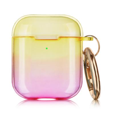 China Fanshion TPU Case For Airpod Double Color Mixing Compatible Shockproof Clear Protective Cover Skin Case For Airpod 2 To Keychain for sale