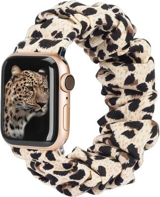 China Fabric For Apple Watch Band Scrunchies Cute Girly Women Sport Fabric Print Scrunchie Watch Band For iWatch Strap for sale