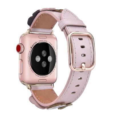 China Fanshion Vintage Genuine Luxury Leather Strap For Apple Watch Series 7 /6/5/4/3/2/1 SE, Leather Band For Apple Watch Correa for sale