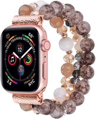 China Gems & Stones Women Shape Charm For Apple Watch Band Pearl Crystal Pearl Replacement Plastic Luxury Strap For iWatch Series 5 4 3 38mm/40mm for sale