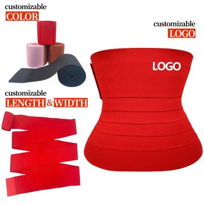 China The 4 Meter Antibacterial New Red Adjustable Lose Weight Belly Waist Wrap Band Elastic Belt Slimming Belly Waist Wraps for sale