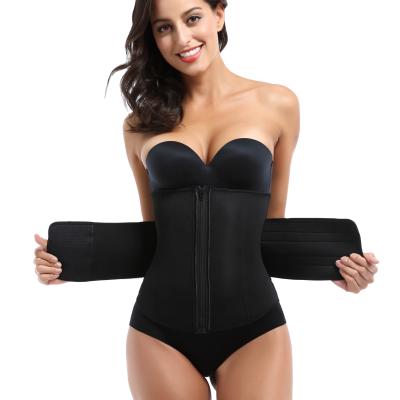 China Wholesale Burning Fat Adjustable Compression Double Women Slimming Waist Trainer For Ladies for sale