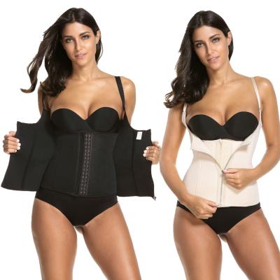 China Antibacterial Body Shaper Corset Zipper Vest Adjustable Straps Women Waist Trainer Slimming Trimmer Corset Tank Top for sale