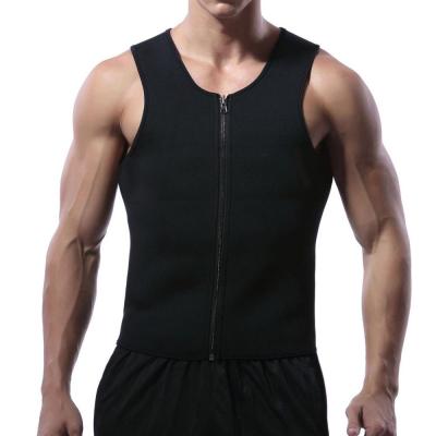 China QUICK DRY Men Sauna Suit Waist Trainer For Weight Loss Body Shaper Compression Workout Tank Top Neoprene Sweat Vest With Zipper for sale