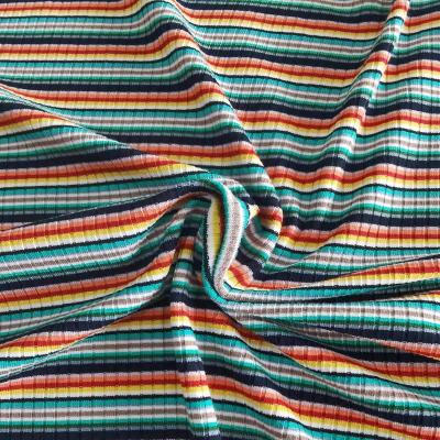 China Cheap high quality anti pill bestseller knit 82%rayon 13%polyester 5%spandex yarn dyed stripe knitting fabric for shirts for sale