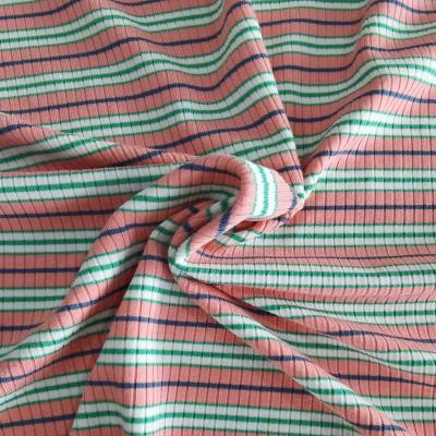 China Pure best seller high quality stretch knit fabric 77%rayon 18%polyester 5%spandex yarn dyed stripe fabric for fabrics for sale