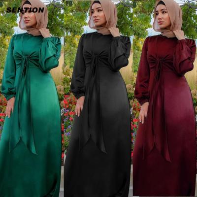 China Women's Casual Wear Solid Color Long Sleeve Dress Long Sleeve Muslim Dress Muslim Traditional Islamic Muslim Women Muslim Women's Muslim Dress for sale