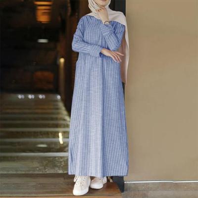 China Long sleeve Muslim dress straight shirt dress European and American fashion women's casual long-sleeved dress retro Muslim dress for sale