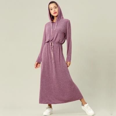 China Muslim Long Sleeve Dress Knit Hooded Muslim Long Robe Dress Middle East Women Muslim Sweater Dress Muslim Clothing for sale