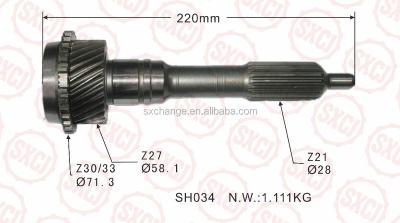 China Transmission parts input shaft for toyota hilux 33301-35071 control 33301-26030 blasted details for sale