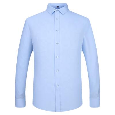 China Anti-pilling Hot Selling Logo Solid Color Stretch Fashion Customized OEM High Quality Long Sleeve Men's Dress Shirts for sale