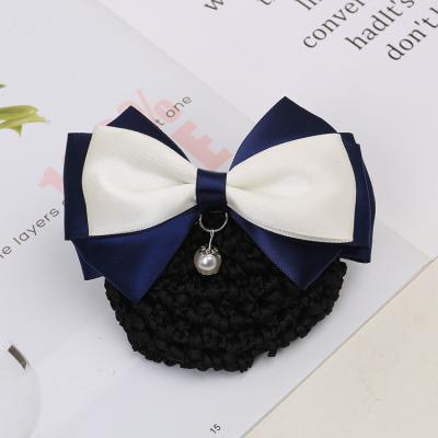 China Factory Direct Sales Sweer Solid Color Soft Sheer Headdress Big Bow Design Hair Pins With Pending Pearl for sale