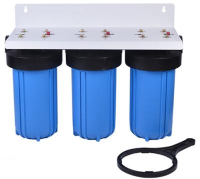 China High Pressure House Prefiltration 10 Inch 3 Stages Big Blue Cartridge Water Filter Housing for sale