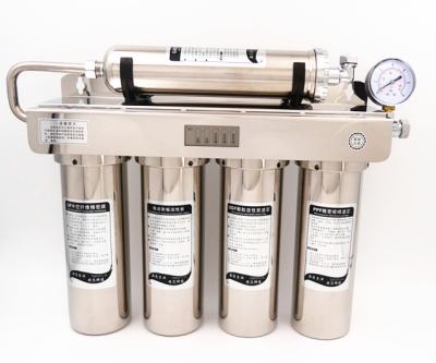 China Household Prefiltration 5 Stages Stainless Steel Gravity Water Filter Housing With Pressure Gauge for sale