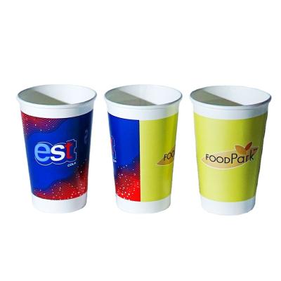 China Logo Printed Biodegradable Custom Black Disposable Paper Beverage Cold Cup 12oz 16oz 24oz 32oz for sale