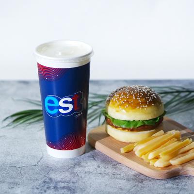 China 22oz Biodegradable Cold Drinks Cup With Lids Custom Logo Printed Eco Paper Material Disposable Packaging for sale