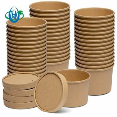 China Recyclable Restaurant Take Away Soup Noodle Containers Food Containers Food Paper Bowl With Paper Lids for sale