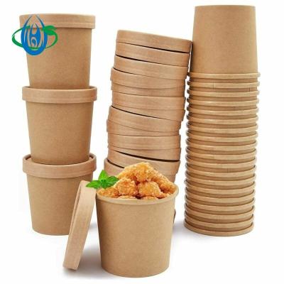 China Custom Eco Friendly Biodegradable Logo Printing Disposable Hot Soup Paper Bowl Soup Cup With Lids for sale