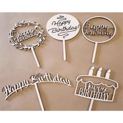 China High Quality Cake Topper Decoration For Happy Birthday Birthday Wedding Party Festival Decoration Cake Decorating Wooden Birthday Cake Topper Supplies for sale