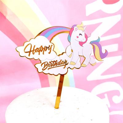 China 2023 New Birthday Wedding Party Festival Decoration Cartoon Character Cake Toppers For Kids Unicorn Cake Toper Cute Acrylic Material for sale