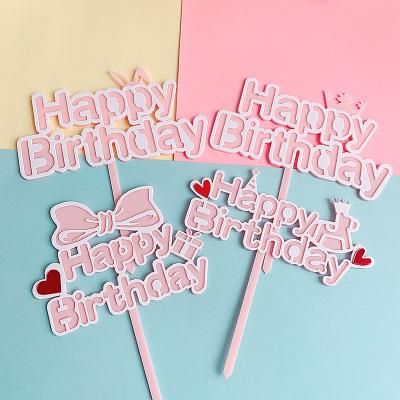 China High Quality Topoer Factory Price Happy Birthday Acrylic Cake Topper Decorating Supplies Personalized Birthday Wedding Party Festival Decoration Cake Design for sale