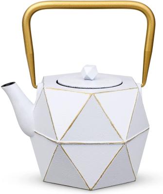 China New Viable Japanese Style Diamond Design Stovetop Molded Kettle Diamond Style Cast Iron Teapot for sale