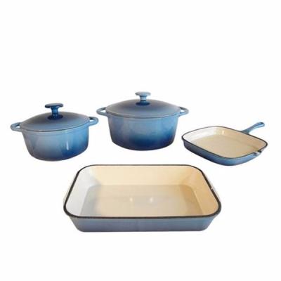 China Antique best price viable promotion list 5pcs enamel 5 piece 3pc sey 3/6/9/12 pcs cast iron cookware set cooking pot for sale