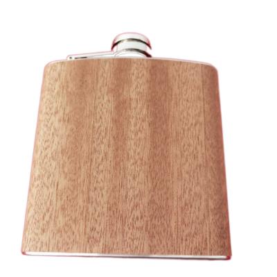 China Laser Welding 6oz Top Shelf Flask Stainless Steel Hip Liquor Flask Wooden Hip Flask Wholesale for sale