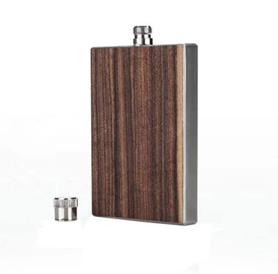 China 3 Oz Hip Flask Stainless Steel Food Grade Laser Welding With Rosewood Panel Attached for sale