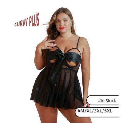 China One Piece 5XL Plus Size Hypnotic Bust Babydoll Crotchless Open Strap And Bondage Set Bow Busty Babydoll for sale