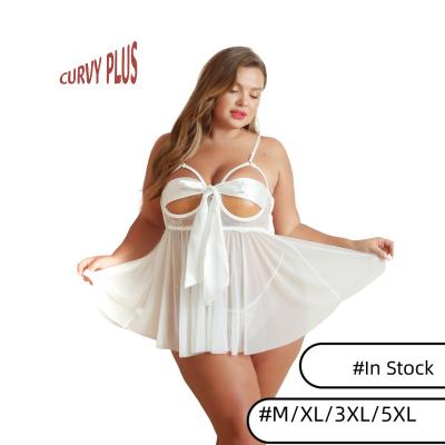 China Sexy Sheer Plus Size One Piece Babydoll and String Panties Set Sexy Bra and Panties 2022 New Style Lace Underwear Lingerie Set Lace for sale