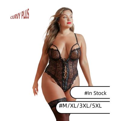 China Sexy lingere plus size 2022 new wholesale private label color one piece lingerie set black women outfit jumpsuits, playsuits, jumpsuits for sale