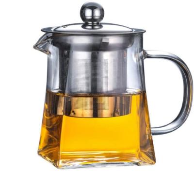 China High Wall Sustainable Borosilicate 400ml Heat Resistant Double Glass Teapot for sale