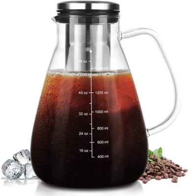 China LID good quality cold coffee brewer iced coffee maker glass coffee pot with stainless steel filter for sale