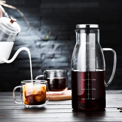 China WITH LID 1500ml Iced Coffee Maker Brewer Coffee Maker Glass Water Airtight Pitcher With Lid for sale